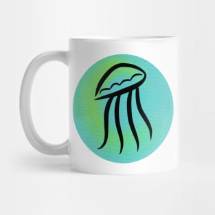 Jellyfish on Painted Aqua Circle Mug